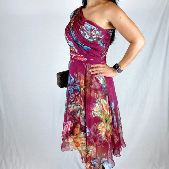 Marchesa Notte Red One-Shoulder Floral Dress $595 - Picture 4 of 11